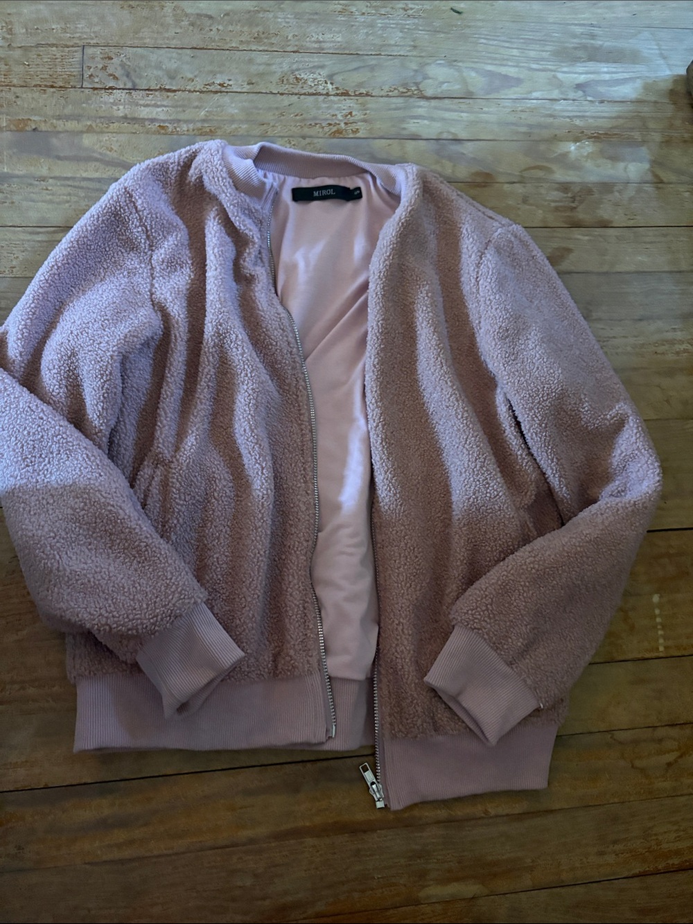 Mekko Plush Teddy Bomber Jacket - Light Pink
